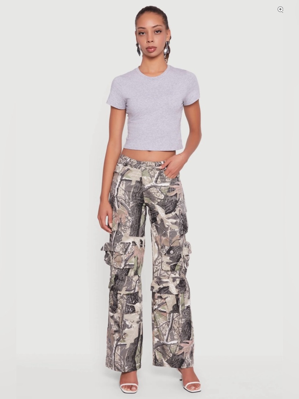 VIP JEANS Hunter Camo Cargo Wide Leg Pants - Neutral Camouflage Size 1/25